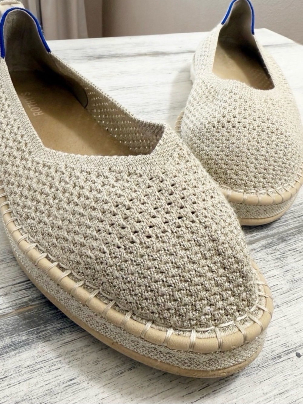 Rothy’s The Espadrille Diamond Metallic Flats Size 12 | Worn Once | $139 Retail